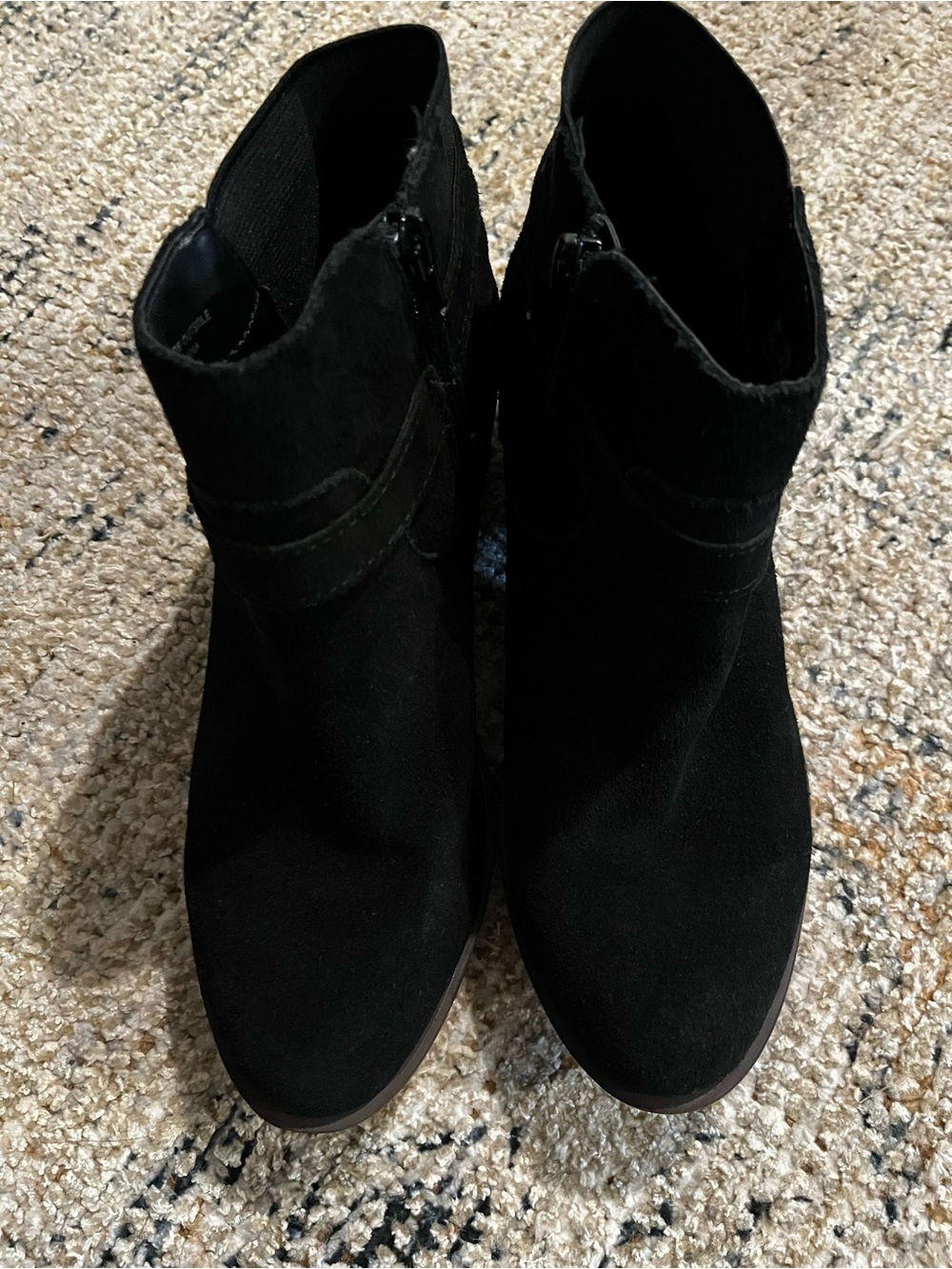 Kensie Black Suede Ankle Booties with Side Zip